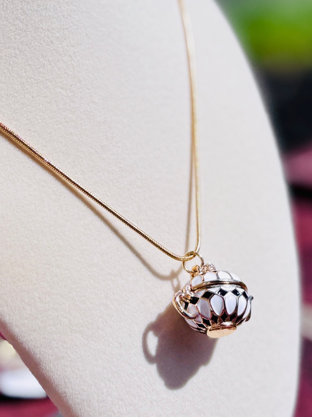 Teapot Locket Necklace | 36” Chain | Kate Spade Inspired | Alice in Wonderland - Picture 4 of 13